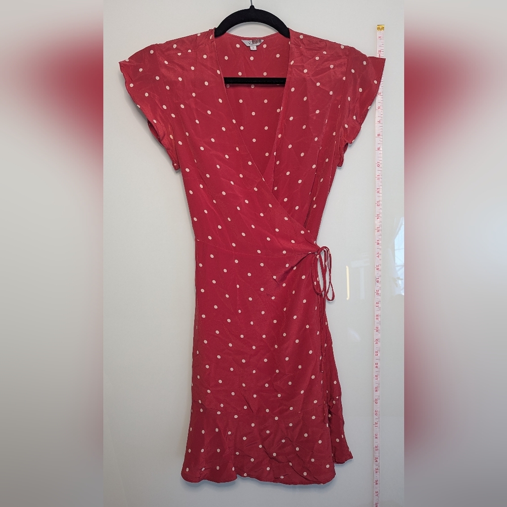 Rails Leanne Red Silk Mini Wrap Dress